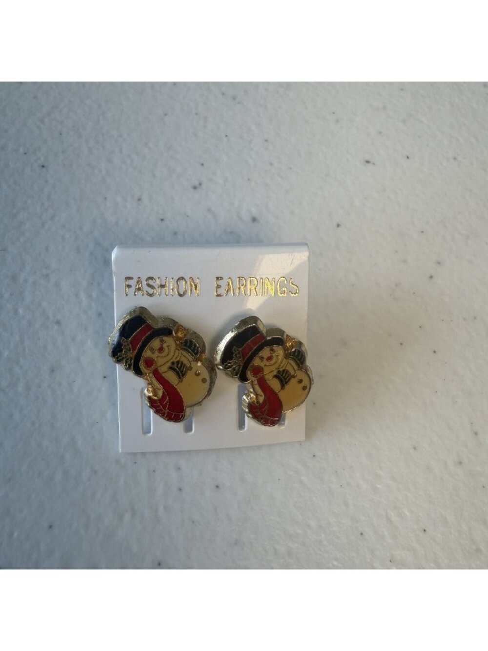 Vintage Snowman Stud Earrings Enameled 80’s Christmas Holiday New